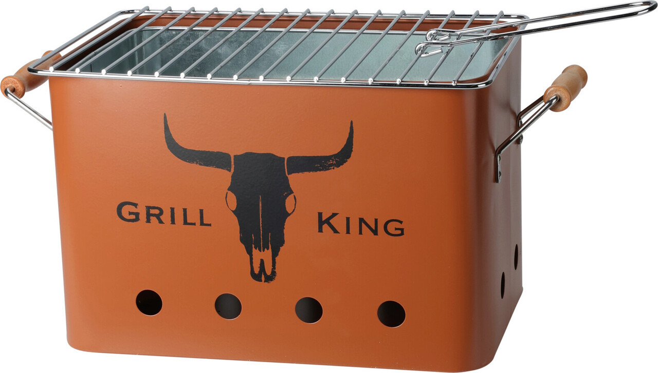 Gratar dreptunghiular Grill King, 32 x 20 x 20 cm, metal, portocaliu mat - imagine 4